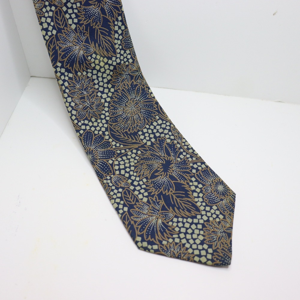 Bogota Fashion Silk Tie OS Blue Mens Floral Geometric Italian Necktie